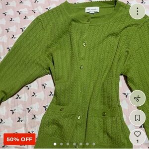 Green Knitted Cardigan with Buttons